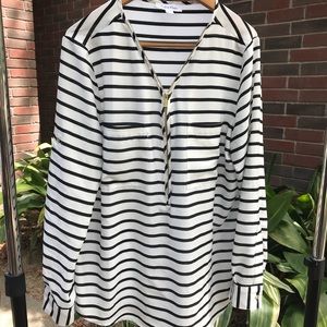 Calvin Klein Black and White Striped Top